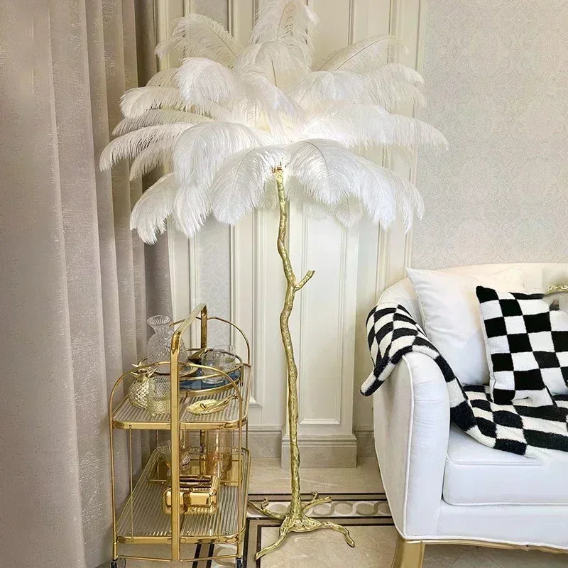 Nordic Luxury Ostrich Feather LED Floor Lamp