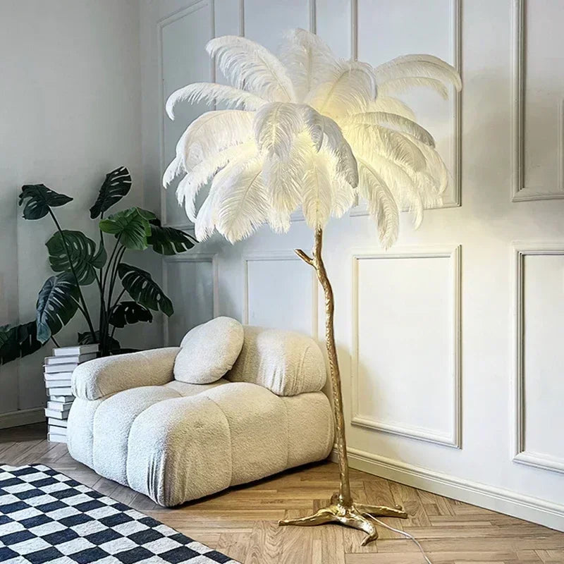 Nordic Luxury Ostrich Feather LED Floor Lamp
