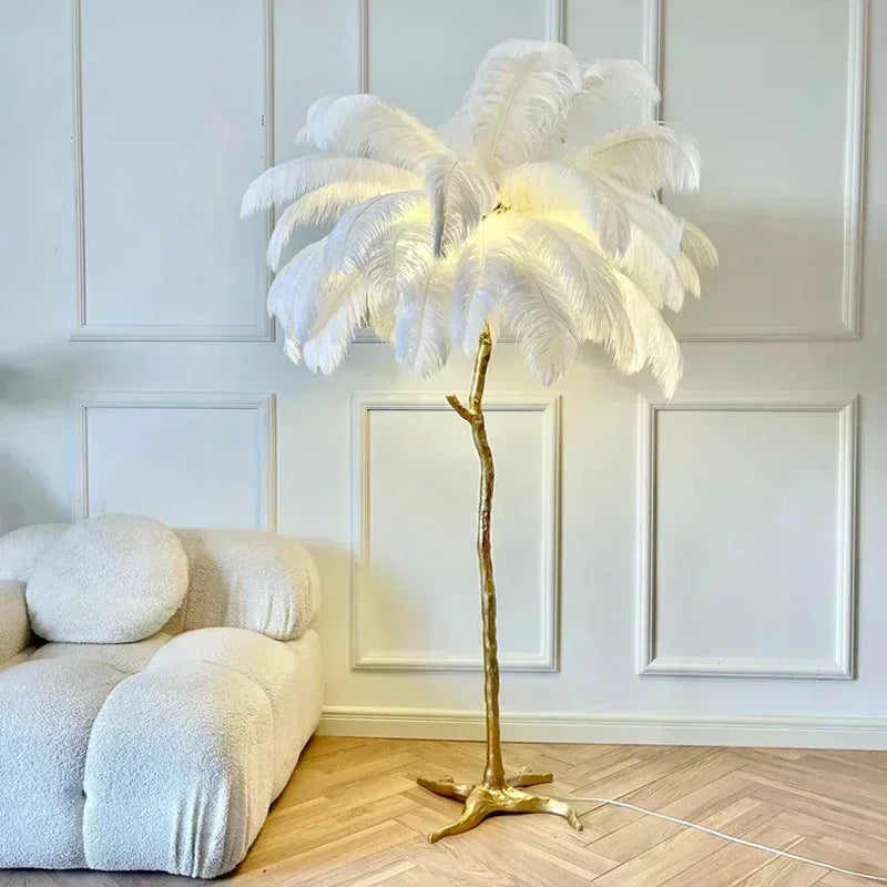 Nordic Luxury Ostrich Feather LED Floor Lamp