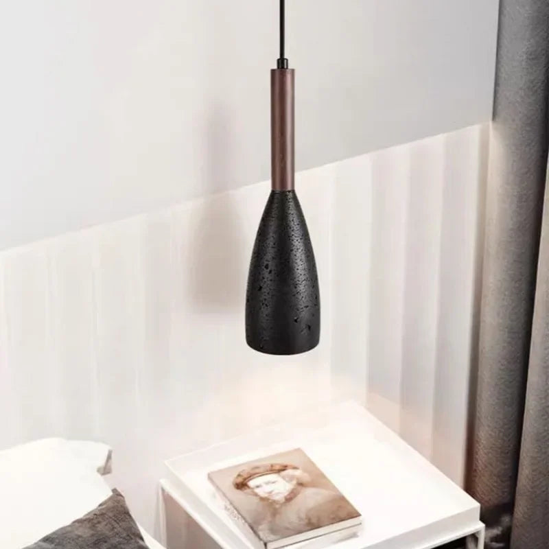 Modern Nordic LED Pendant Lamps - Creative Stone and Wooden Chandelier for Dining Room Decor