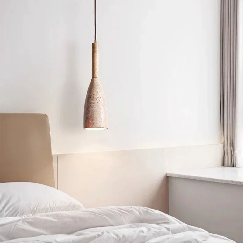 Modern Nordic LED Pendant Lamps - Creative Stone and Wooden Chandelier for Dining Room Decor