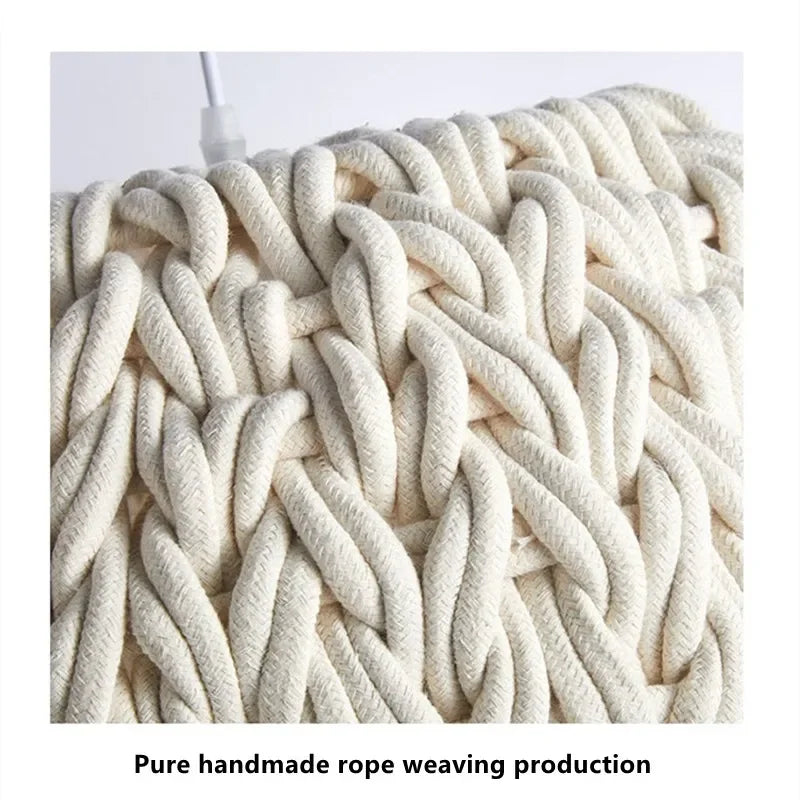 Hand-Woven Wabi-Sabi Chandelier โ Elegant LED Pendant Light for Dining & Living Spaces