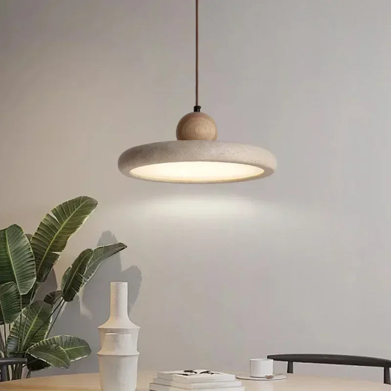 Modern Travertine LED Pendant Light - Nordic Retro Chandelier for Dining Room Decor