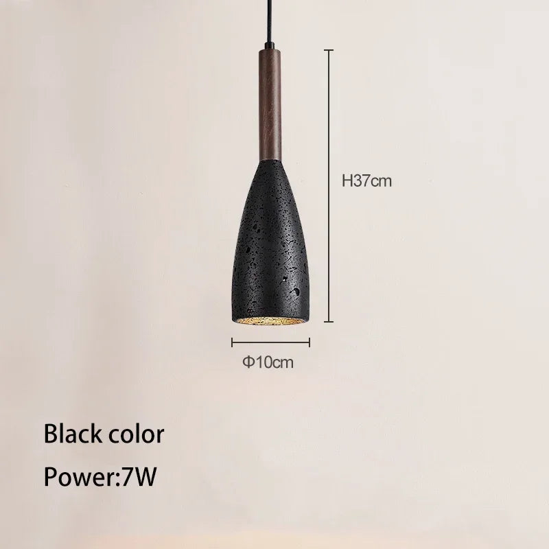 Modern Nordic LED Pendant Lamps - Creative Stone and Wooden Chandelier for Dining Room Decor