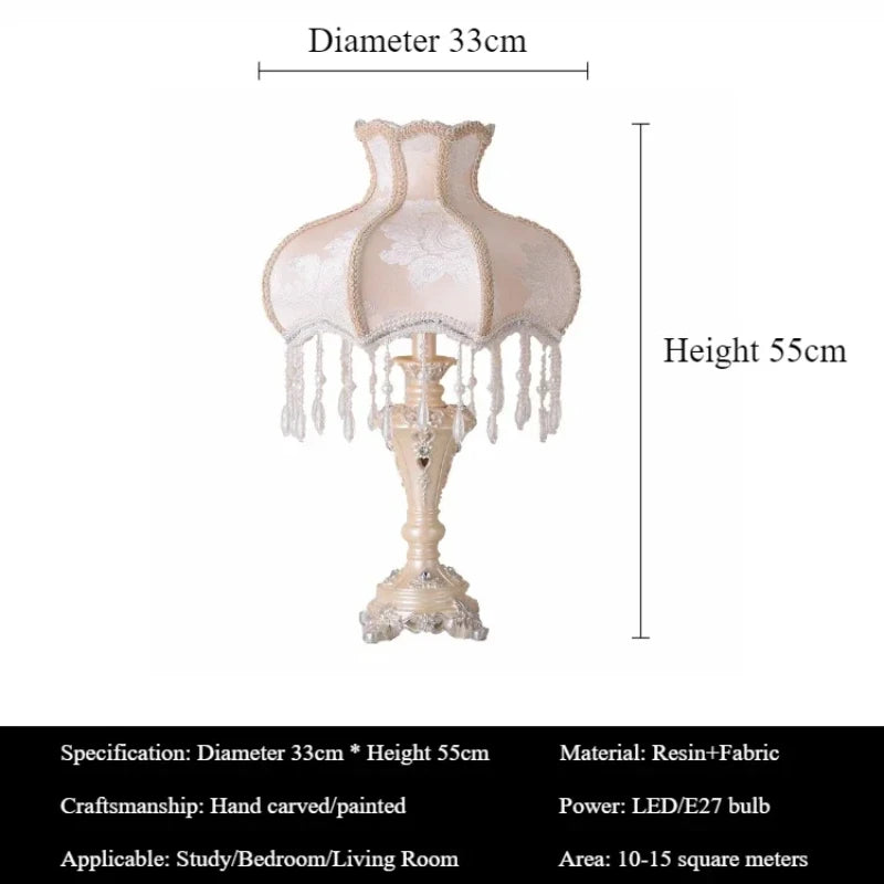 Princess European Desk Lamp with Minimalist Fabric Shade