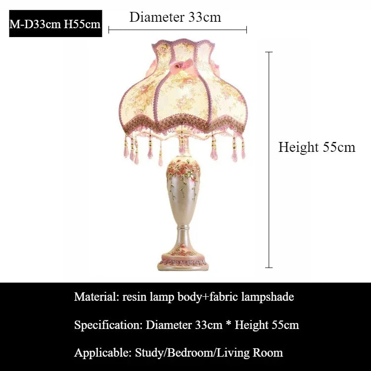 Princess European Desk Lamp with Minimalist Fabric Shade