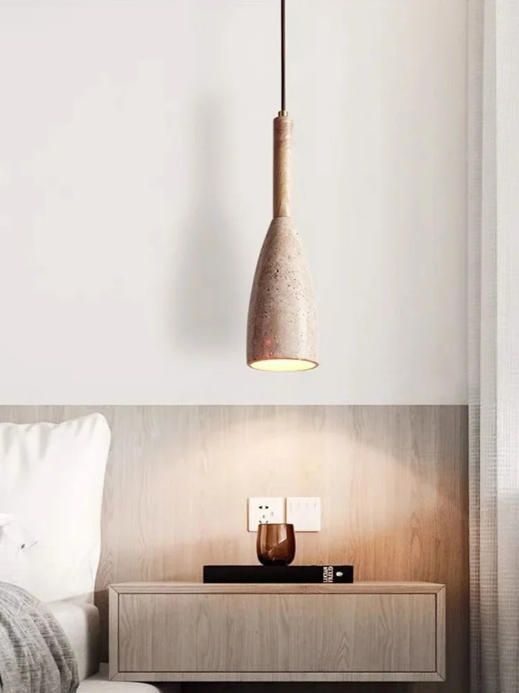 Modern Nordic LED Pendant Lamps - Creative Stone and Wooden Chandelier for Dining Room Decor