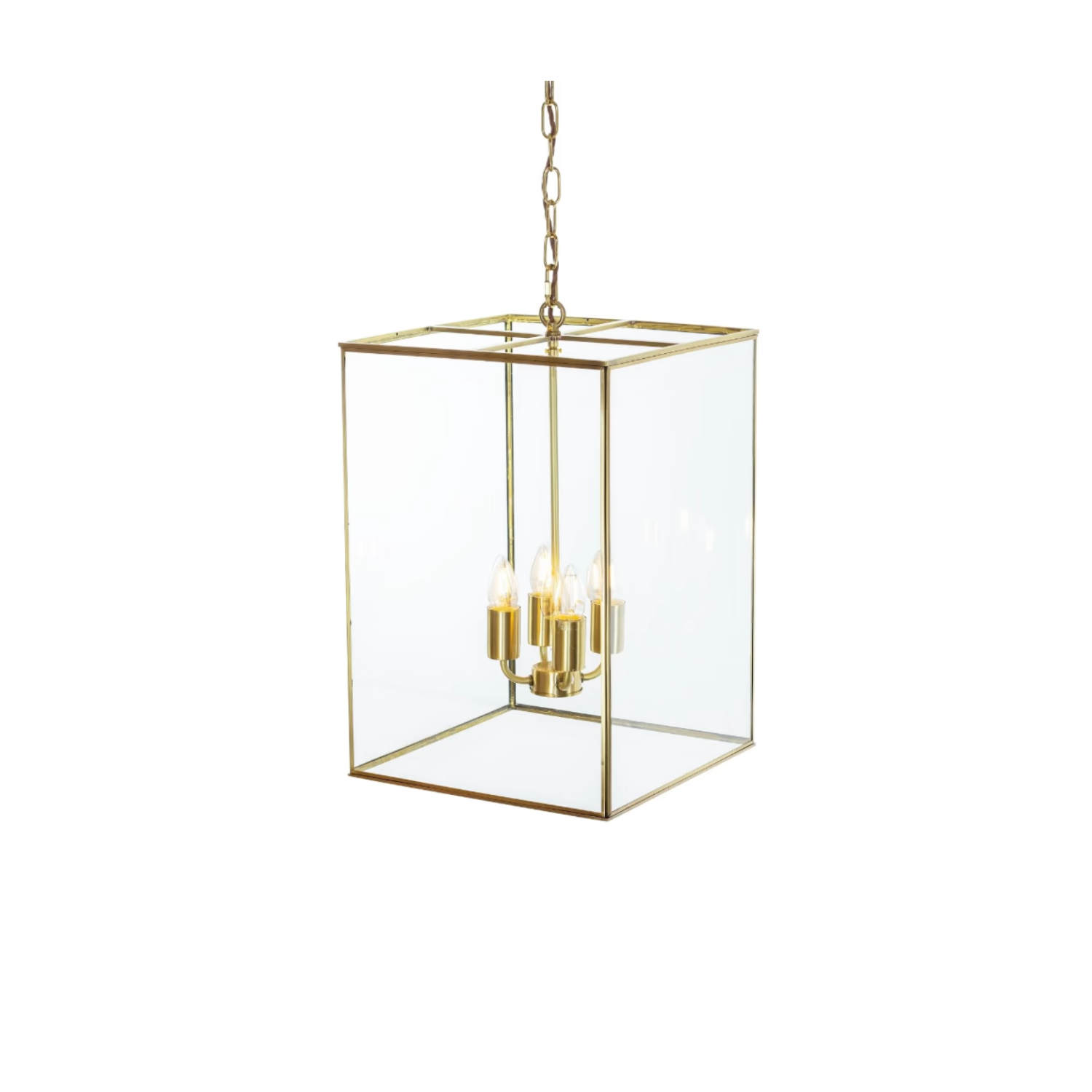 Soho Lighting London Lantern Pendant Light Crossbar Medium Brass - Lights Zone