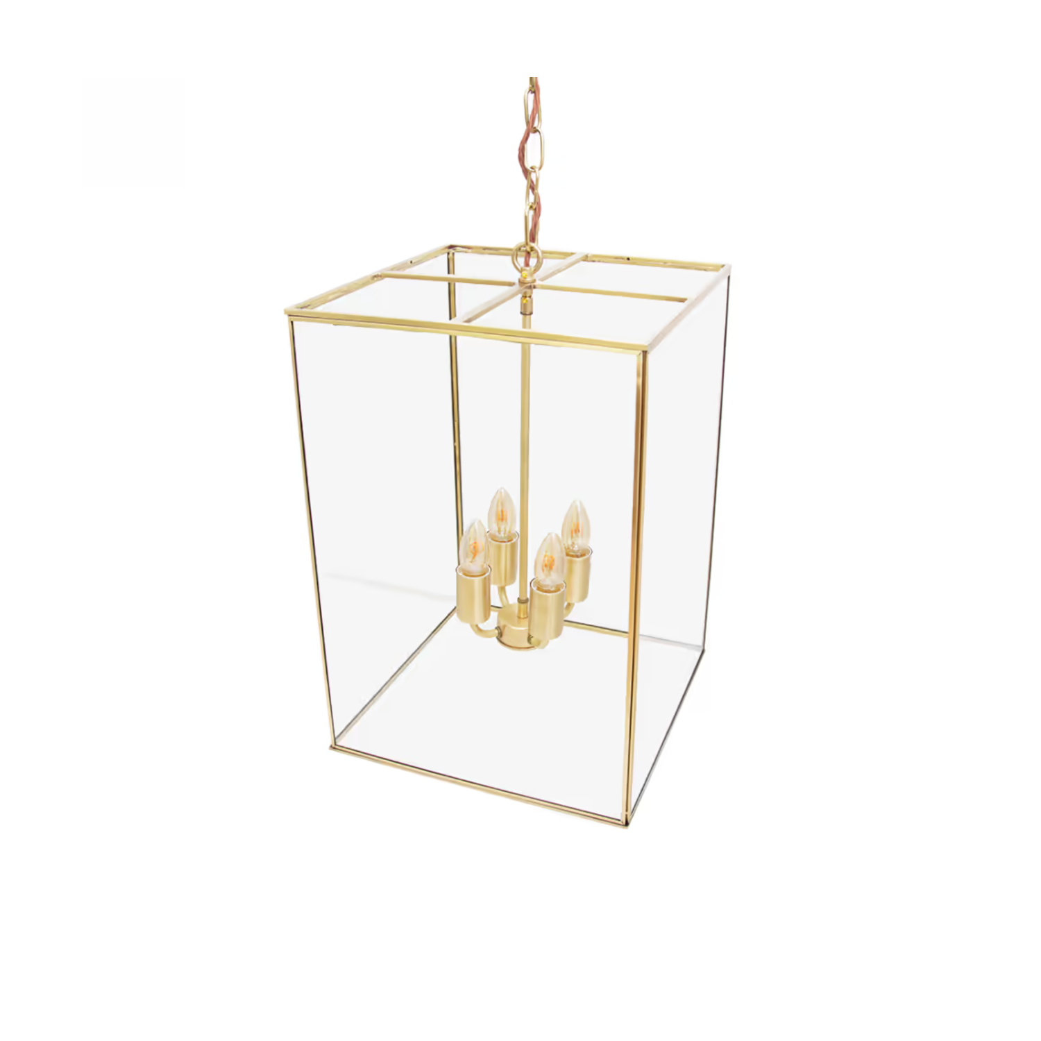 Soho Lighting London Lantern Pendant Light Crossbar Medium Brass - Lights Zone
