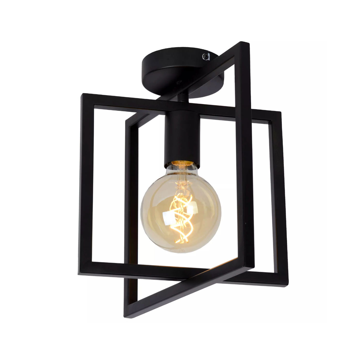 Lucide LUUK - Flush ceiling light - 1xE27 - Black - Lights Zone