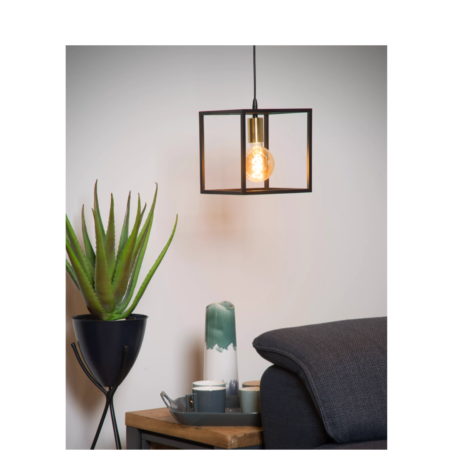 Lucide RUBEN - Pendant light - 1xE27 - Black - Lights Zone