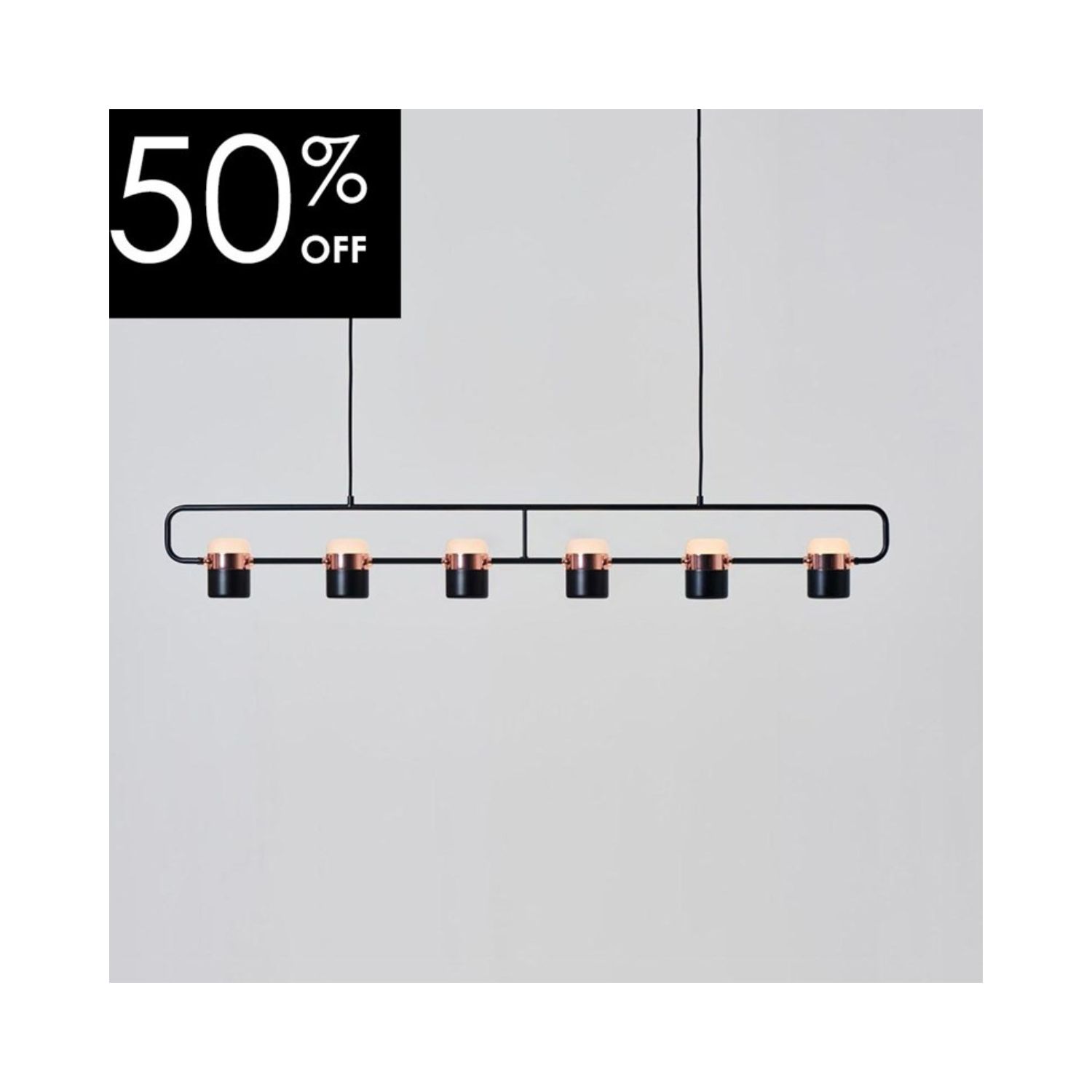 OUTLET Seed Design Ling PL6 Multiple LED Black & Copper Pendant - Lights Zone