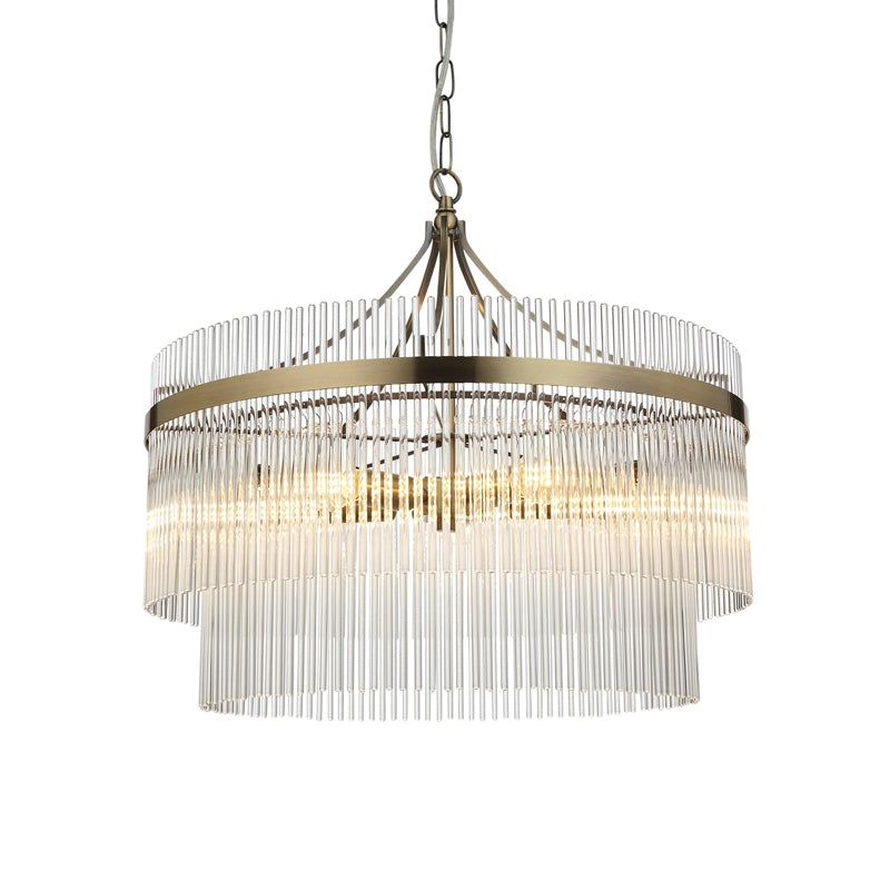 Luxia Torquay 5 Light Glass Chandelier - Antique Brass