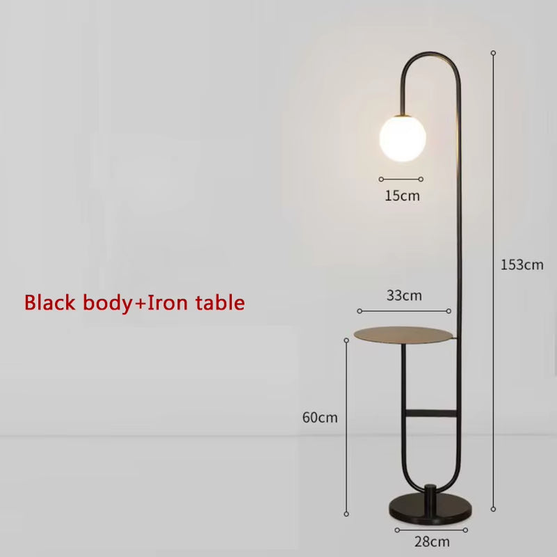 Nordic LED Floor Lamp Gold Black with round Table Home Decor Standing Lamp Living Room Sofa Marble Floor Lights for Tea Table