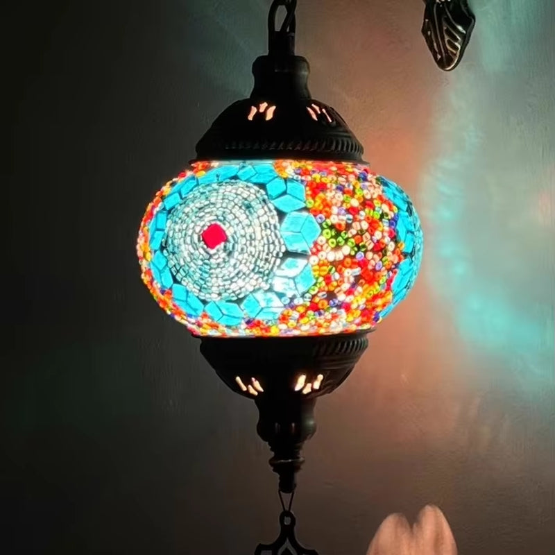 Turkish Mosaic Swan Table Lamp - Vintage Handcrafted Romantic Bedside Light
