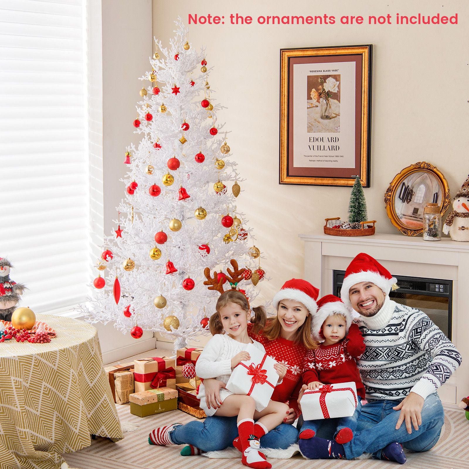 180Cm White Hinged Christmas Tree with Snow-Flocked PE Tips