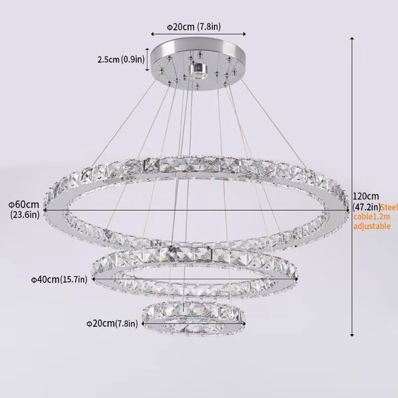Crystal LED Ring Pendant Lights - Modern Chandelier for Living and Dining Room Decor