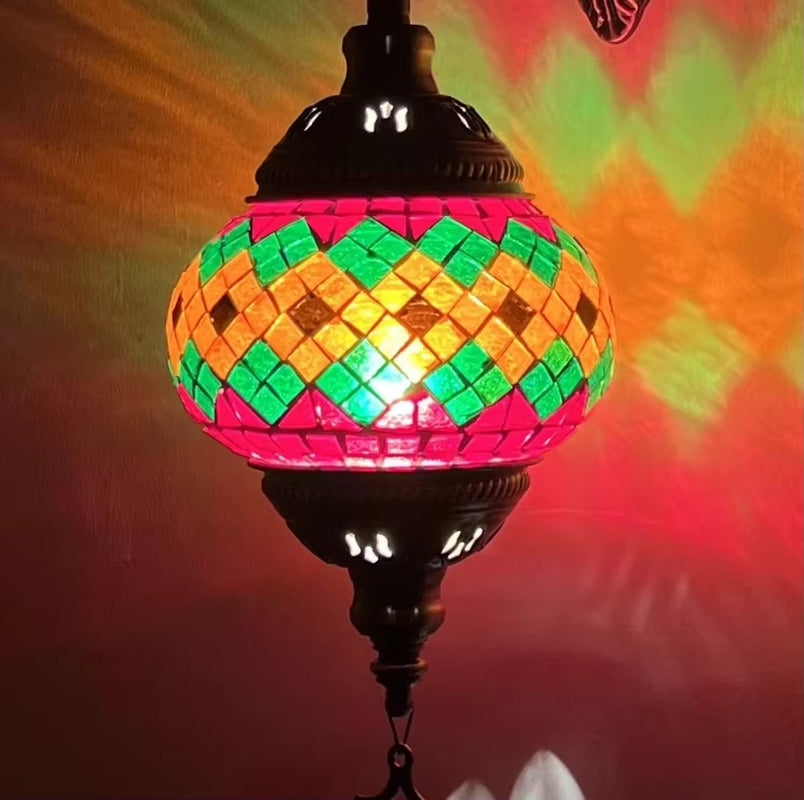 Turkish Mosaic Swan Table Lamp - Vintage Handcrafted Romantic Bedside Light