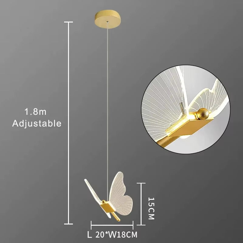 Nordic Butterfly Led Pendant Lamp Bedside Staircase Bedroom Hanging Lamps for Ceiling Art Indoor Lighting Light Fixture