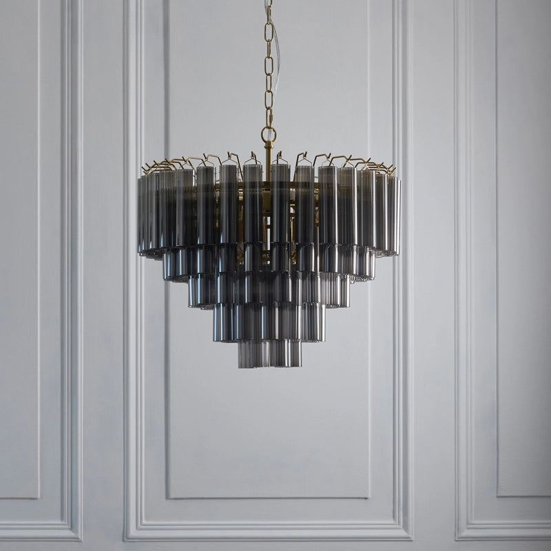 Luxia Lautrec Smoked Glass Chandelier – Satin Brass