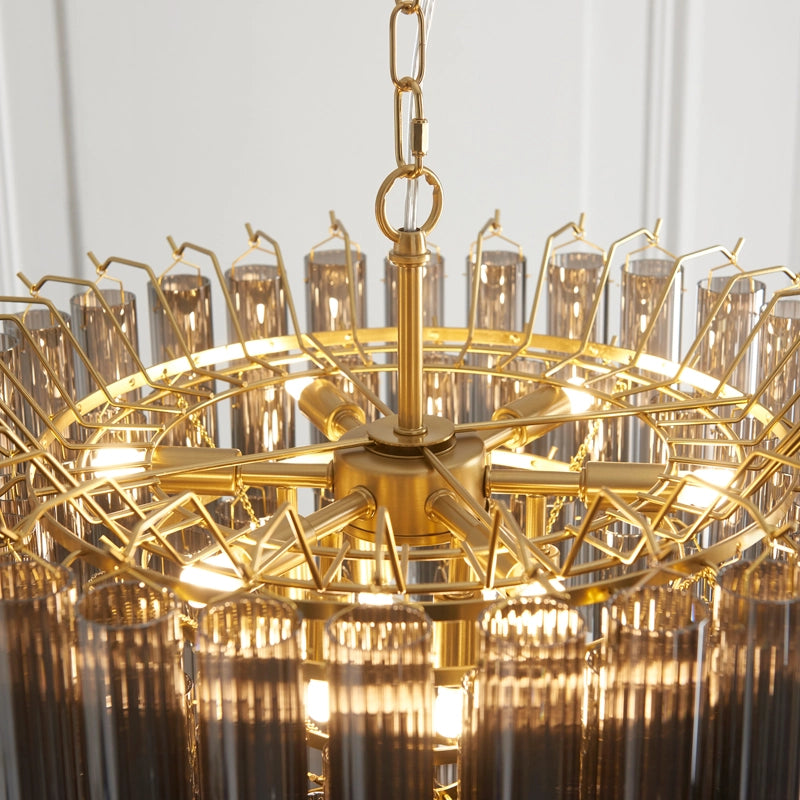 Luxia Lautrec Smoked Glass Chandelier – Satin Brass