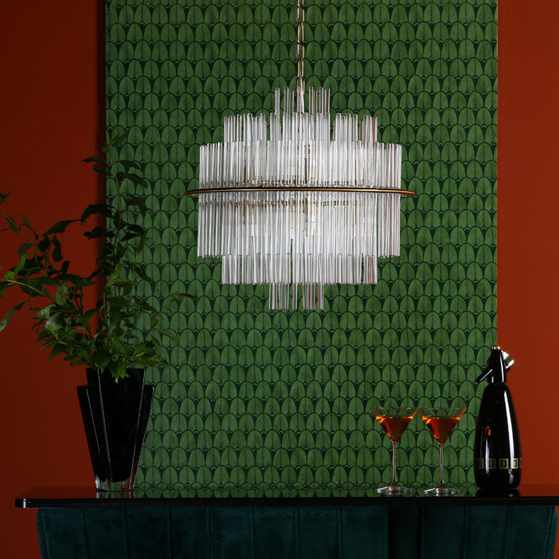 Dar Lukas Glass Chandelier – Antique Gold