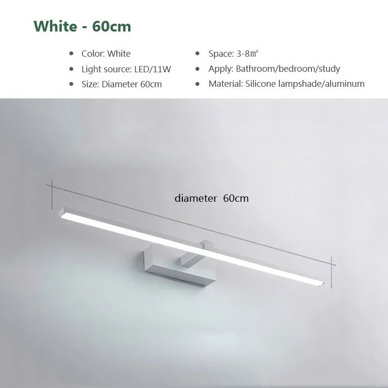 Led Mirror Lights Wall Lamps Bathroom Waterproof White Black LED Flat Lamp Modern Indoor Wall Lamp Bathroom Lighting Make Up