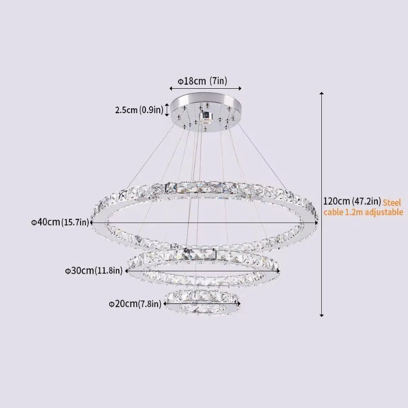 Crystal LED Ring Pendant Lights - Modern Chandelier for Living and Dining Room Decor