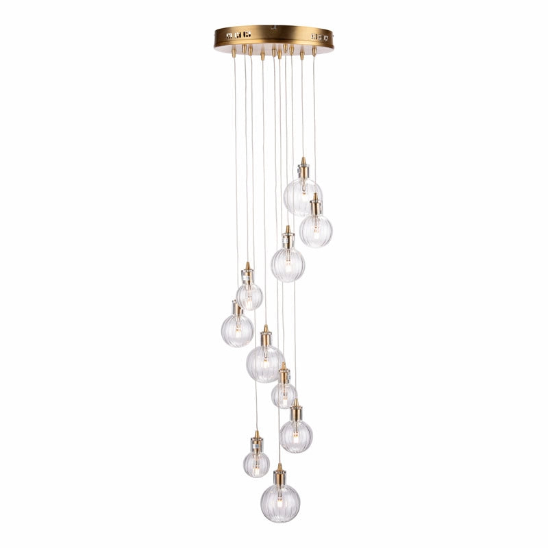 Dar Dita 10 Light Cluster Ceiling Pendant – Brass