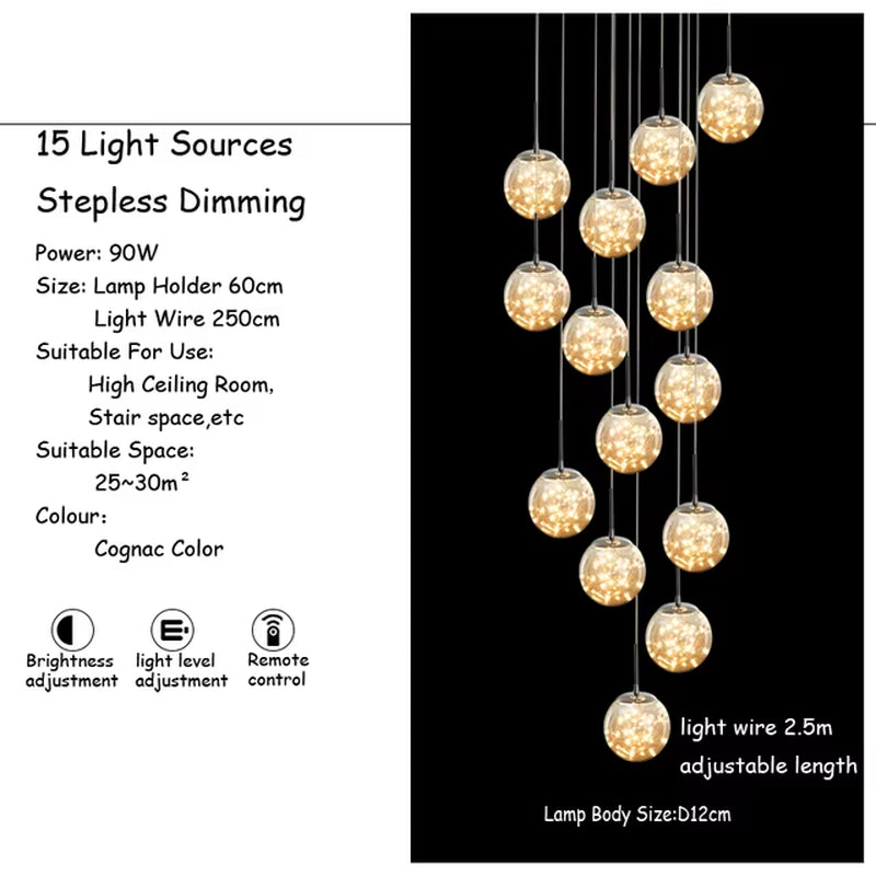 Modern Glass Ball LED Chandelier
