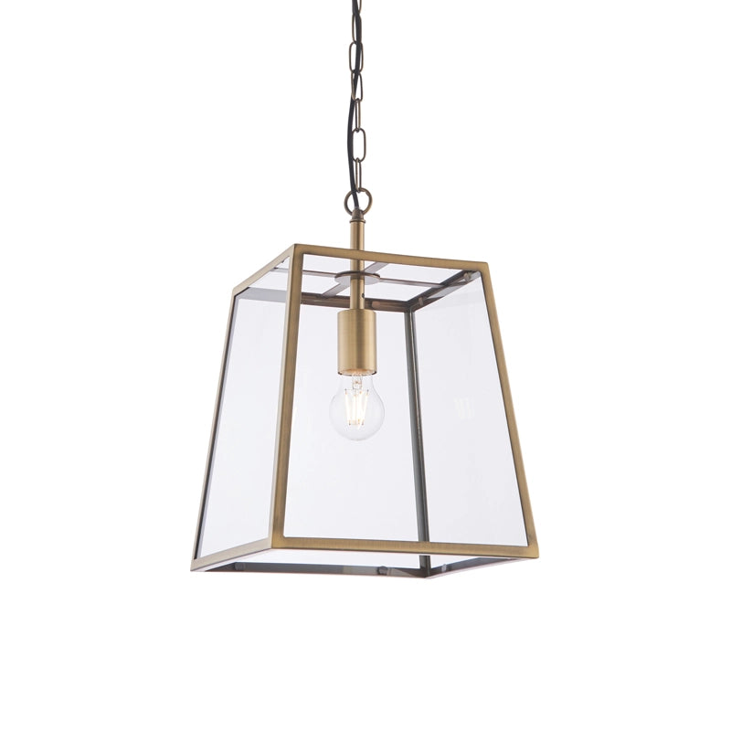 Luxia Zennor Glass Ceiling Pendant Light – Antique Brass
