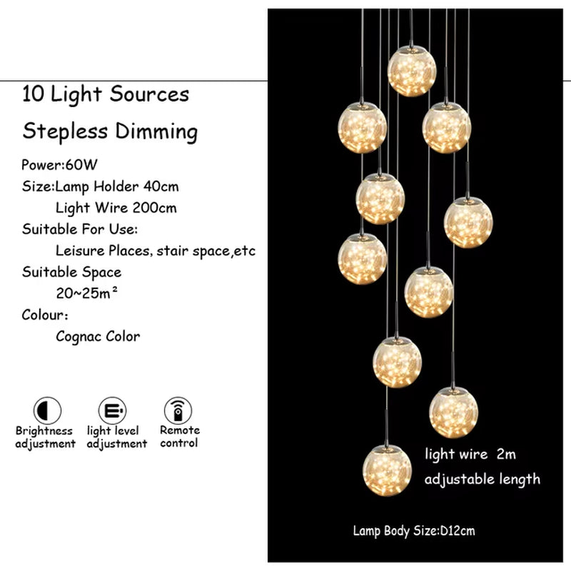 Modern Glass Ball LED Chandelier