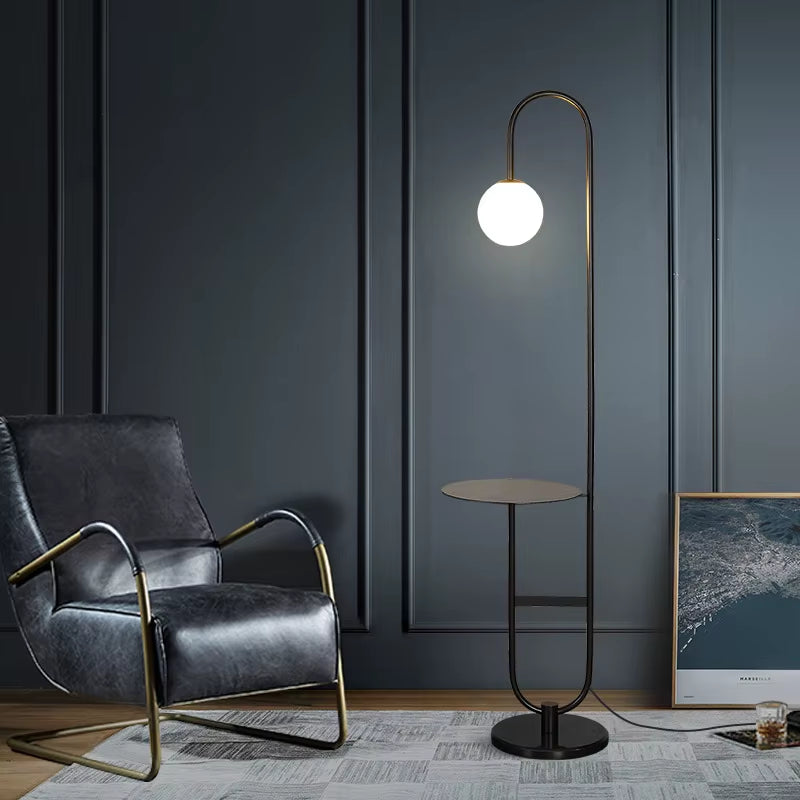 Nordic LED Floor Lamp Gold Black with round Table Home Decor Standing Lamp Living Room Sofa Marble Floor Lights for Tea Table