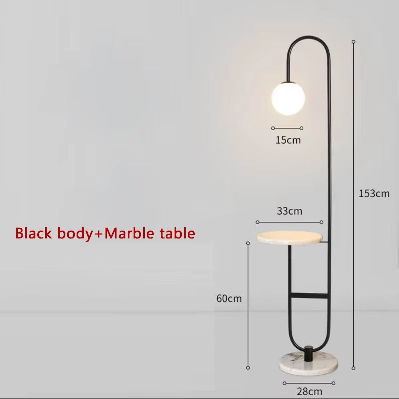 Nordic LED Floor Lamp Gold Black with round Table Home Decor Standing Lamp Living Room Sofa Marble Floor Lights for Tea Table
