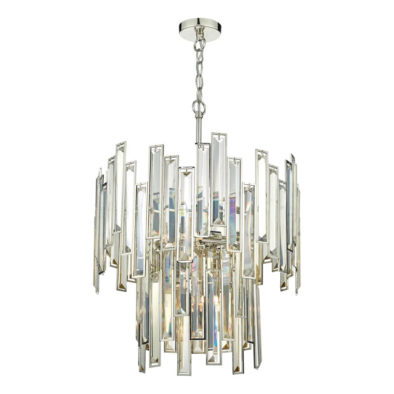 Dar Odile 6 Light Crystal Chandelier – Polished Nickel