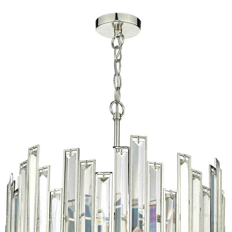 Dar Odile 6 Light Crystal Chandelier – Polished Nickel