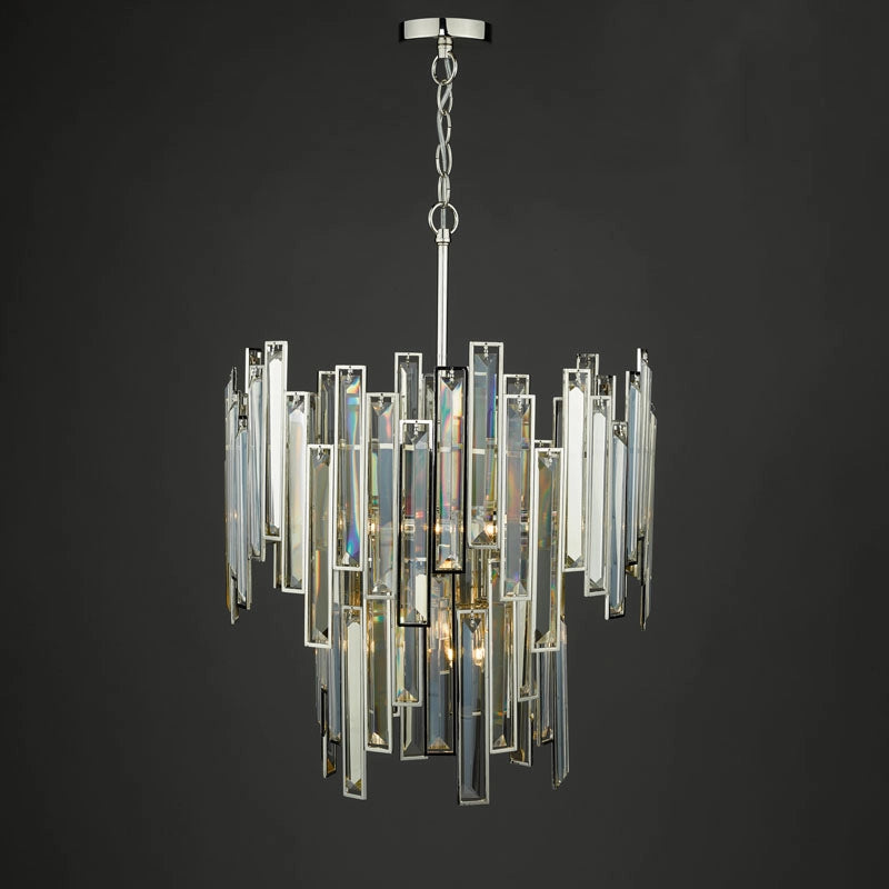 Dar Odile 6 Light Crystal Chandelier – Polished Nickel
