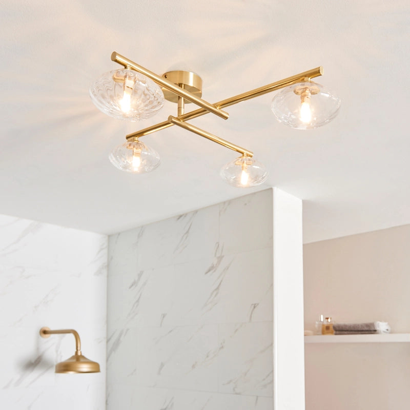 Luxia Beaufort Bathroom 4 Light Semi-Flush Ceiling Light – Satin Brass