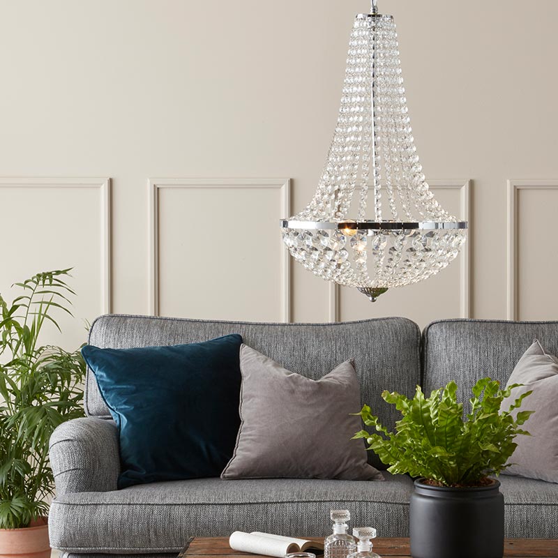 Granso Small Bathroom Crystal Chandelier - Polsihed Chrome