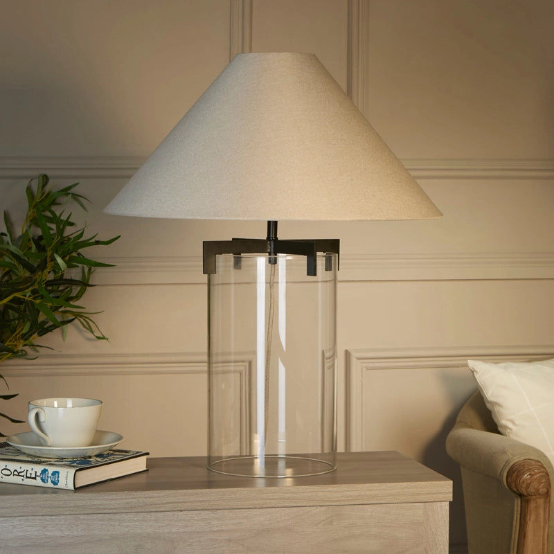 Westport Hampton Tall Glass Table Lamp – Hammered Black