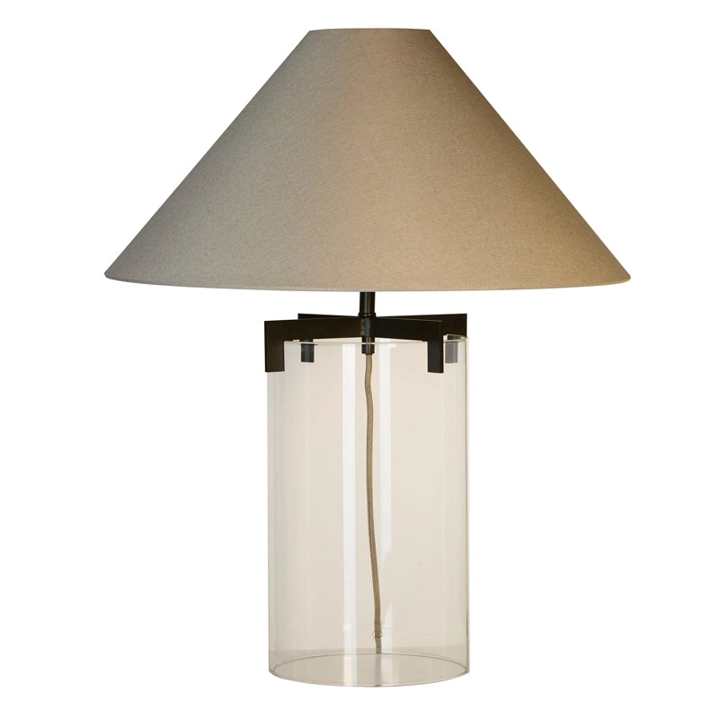 Westport Hampton Tall Glass Table Lamp – Hammered Black
