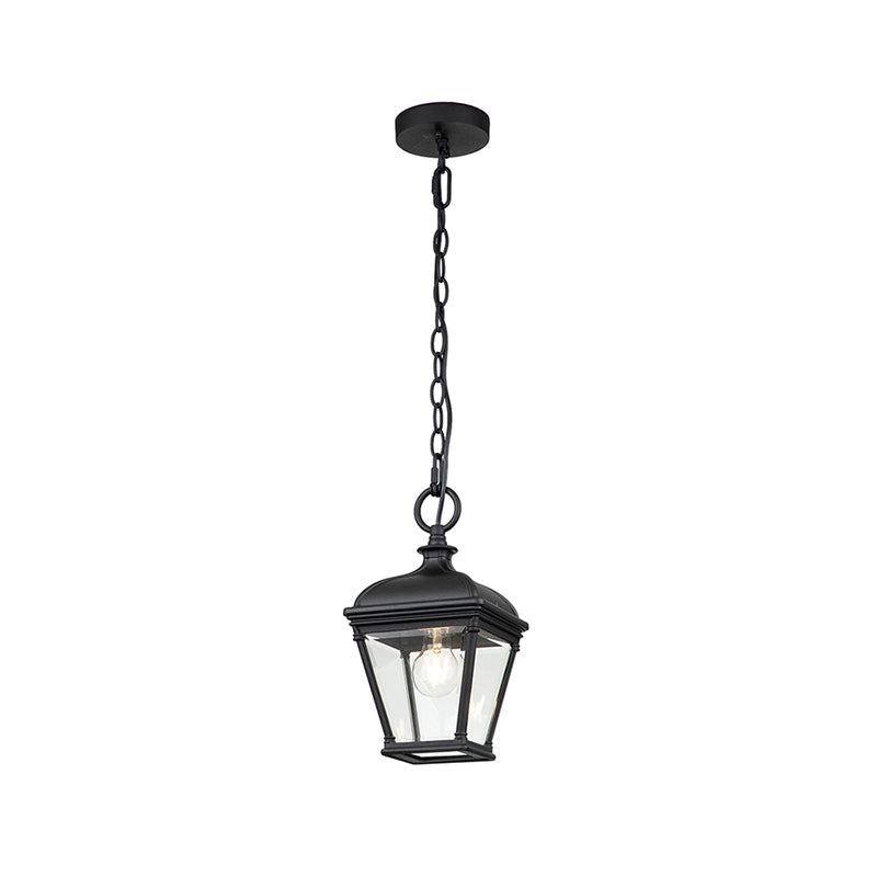 Elstead Bayview Medium Pendant Porch Lantern – Black with Clear Bevelled Glass (IP44)
