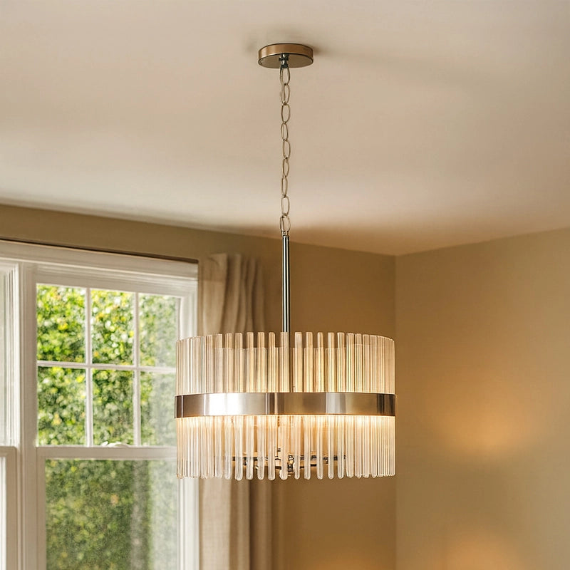 Wisteria Rosa Clear Glass Ceiling Pendant Light – Polished Nickel