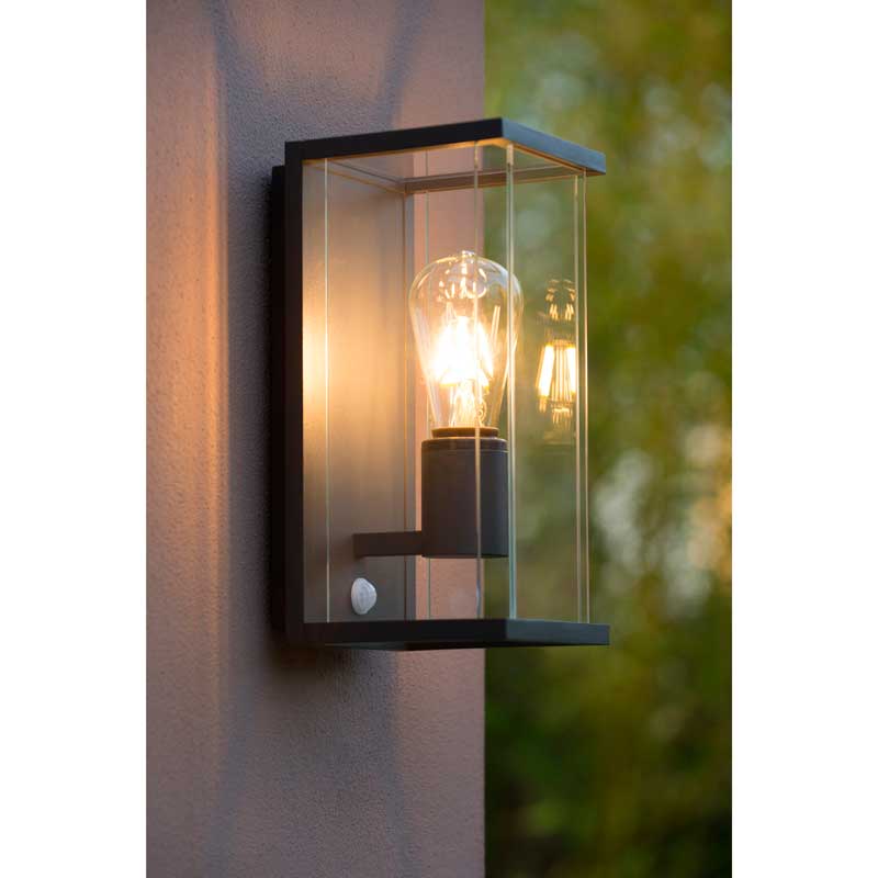 Lucide Claire Half Lantern Outdoor Wall Light with PIR Sensor – Anthracite (IP54)