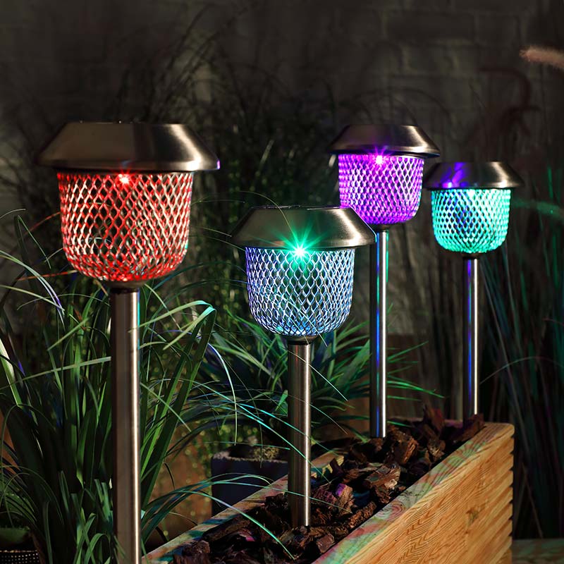 365 Mesh Solar Colour Changing LED Stake Lights – Pack of 4 (IP44)