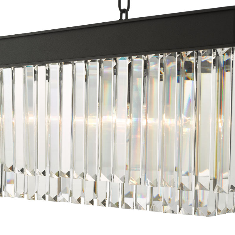 Dar Celeus 6 Light Crystal Bar Pendant Light – Black