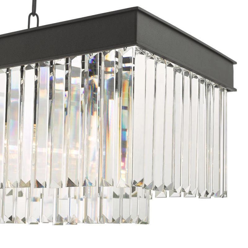 Dar Celeus 6 Light Crystal Bar Pendant Light – Black