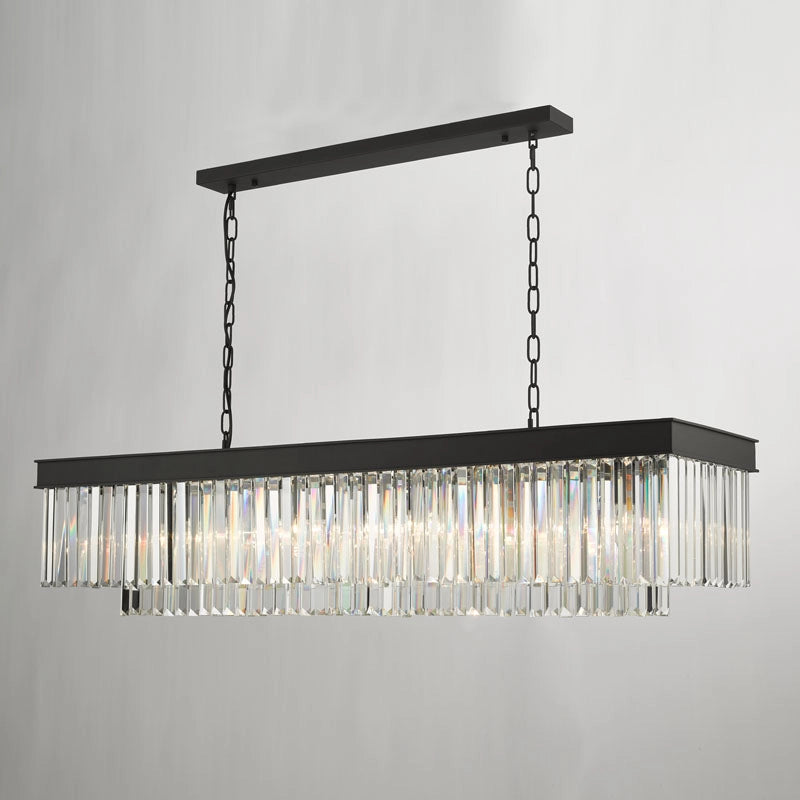 Dar Celeus 6 Light Crystal Bar Pendant Light – Black