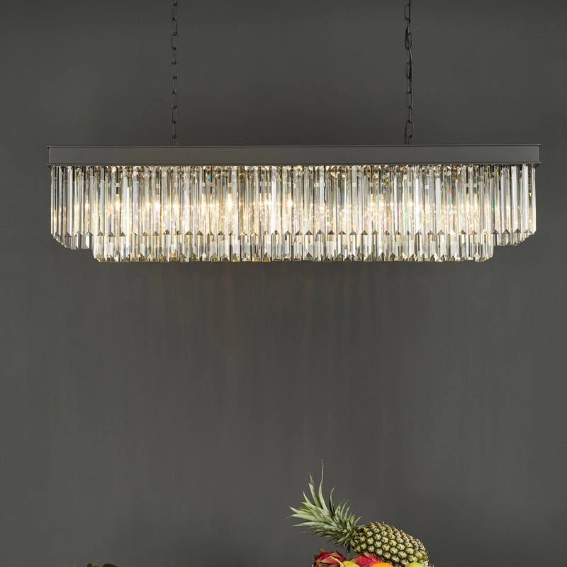 Dar Celeus 6 Light Crystal Bar Pendant Light – Black