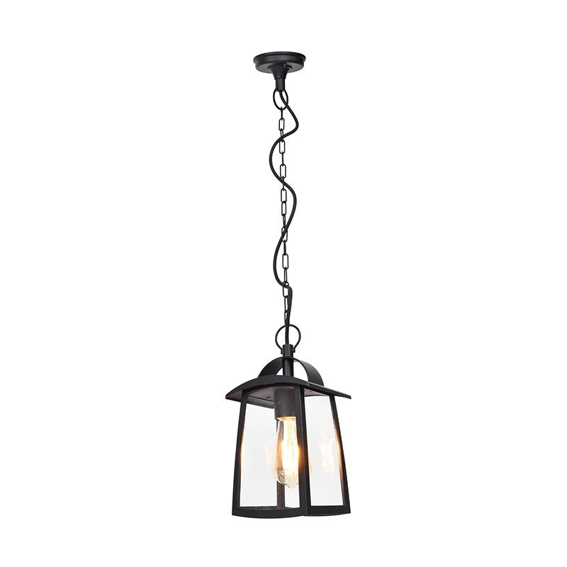 Lutec Kelsey Pendant Porch Lantern – Black (IP44)